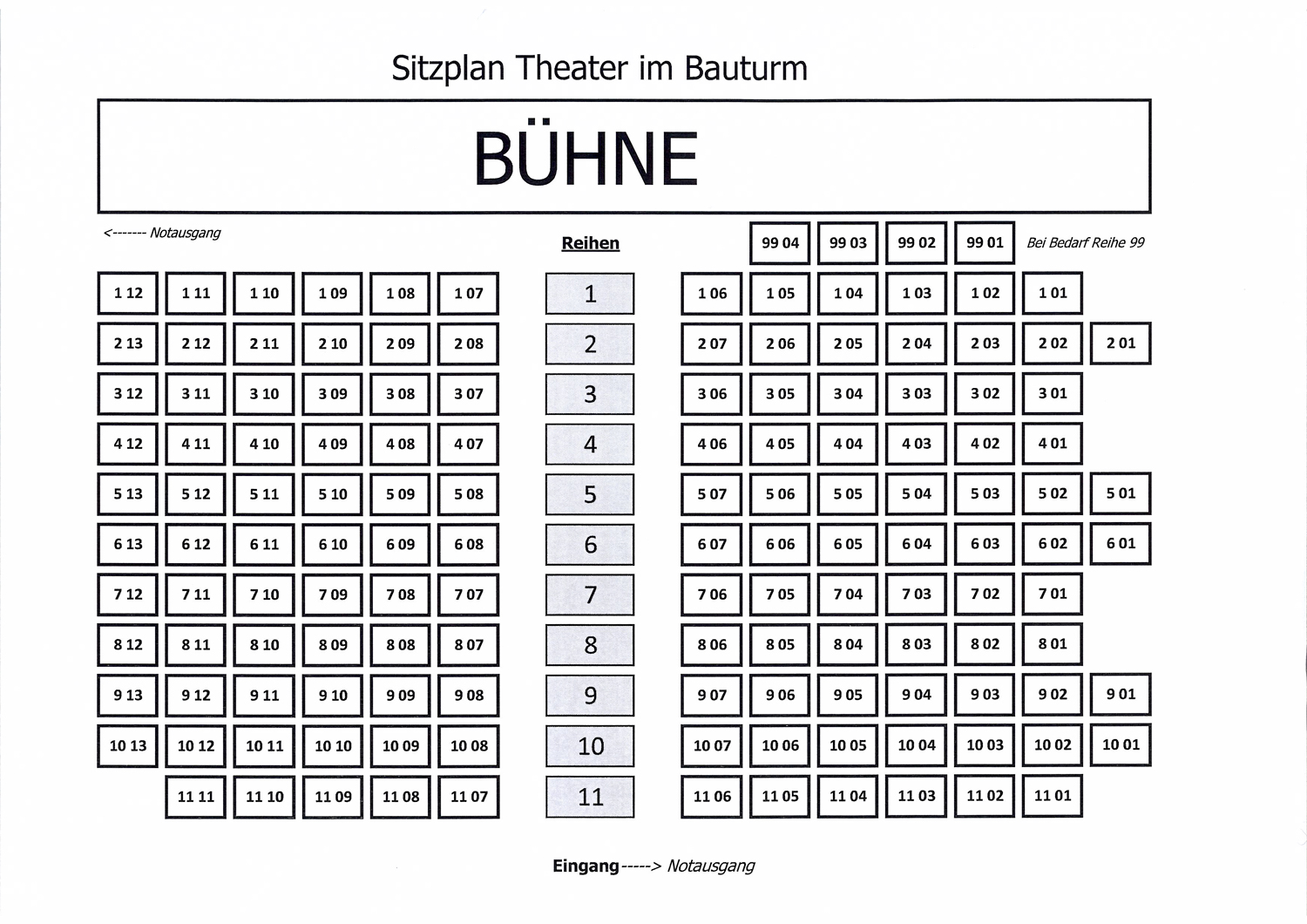 Sitzplan TIB Foto: Theater im Bauturm